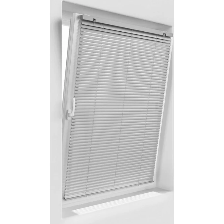 Victoria M. Jalousie Aluminium Jalousie, 40 x 130 cm, silber glänzend, mit Bohrenohne Bohren, freihängend, Sicht- Licht- und Blendschutz, inkl. Klemmclips – Bild 3