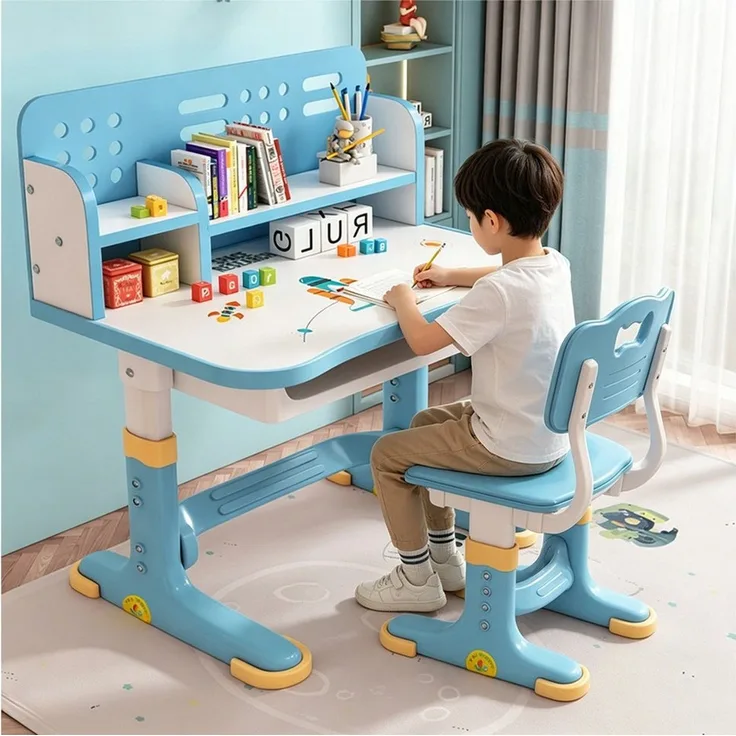 TUWENA Kinderschreibtisch Kinderschreibtischstuhl-Set,Höheverstellbar Studiertisch Ergonomischer