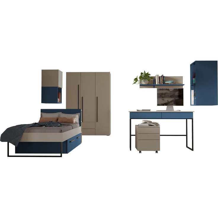 Mirjan24 Jugendzimmer-Set Latkop I (Farbe: Cashmere / Meerblau)