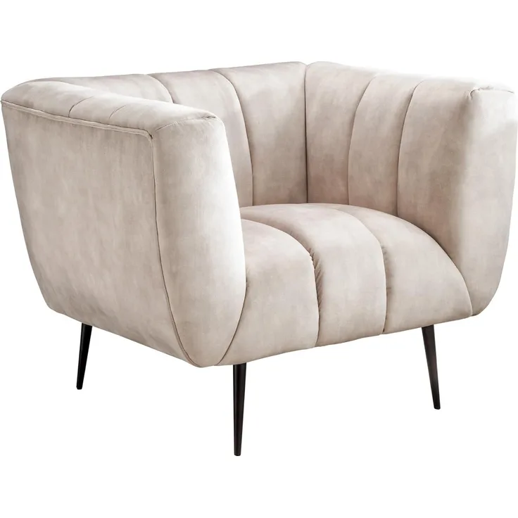 riess-ambiente Sessel NOBLESSE 105cm champagner / schwarz (Einzelartikel, 1-St), Wohnzimmer · Samt · Metall · mit Armlehne · Retro