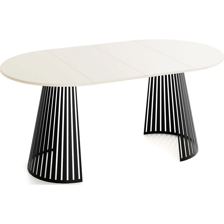 WFL GROUP Esstisch Naro Black ausziehbar rund mit schwarzen Lamellen, Metallbeinen (MADE IN EU, erhältlich in 2 Größen – 100/120 cm, ausziehbar auf 180/200 cm), platzsparender Tisch mit Lamellen für Küche, Esszimmer oder Wohnzimmer – Bild 3