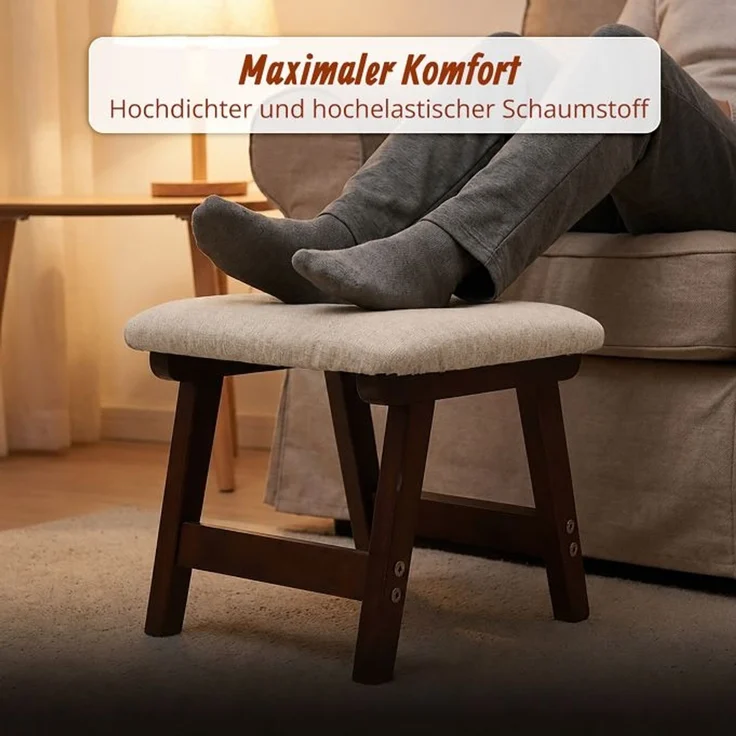 Relaxdays Fußhocker Holz & Stoff – Bild 2