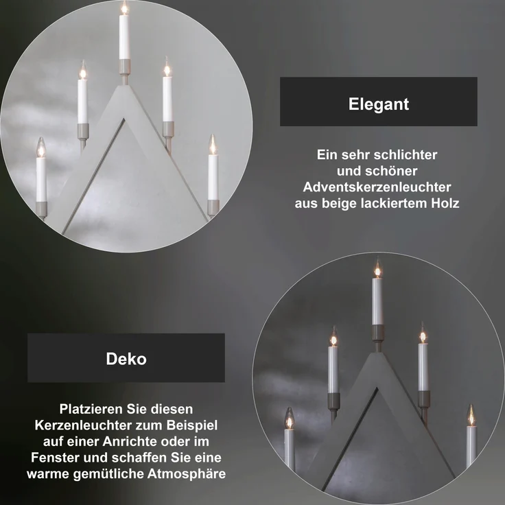 Lichterbogen ,Vind', 7-flammig, Holz, beige – Bild 4