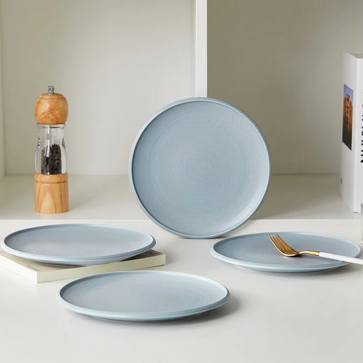 JIWOO Speiseteller 4er Ø21,8cm, Frühstücksteller Pastateller Teller Brotteller Plate, (4 St), Hochwertiges Tellerset Blau Mikrowellenofen Spülmaschine Ø 21,8cm – Bild 2