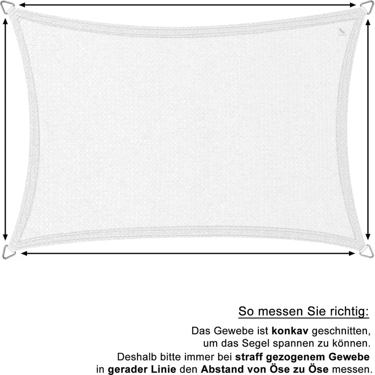 Sonnensegel HDPE Rechteck 3x4m Creme UV-Schutz Wetterfest Garten Terrasse Balkon – Bild 3