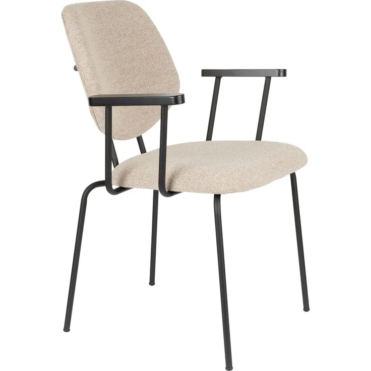 Sessel Zelo im 2er-Set, Beige mit Metallgestell für Esszimmer 60x59x83,5 cm