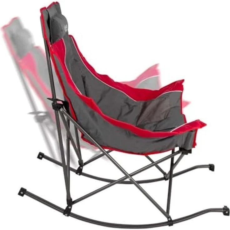 AKTIVE - Klappbarer Camping-Schaukelstuhl, Stahl und gepolstertes Polyester, Mit Kissen und Seitentaschen, Inklusive Tragetasche, Schaukelstuhl, Klappstühle, Für Garten oder Strand (63046) – Bild 4