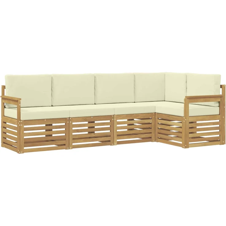 vidaXL Outdoor-Sofagarnitur 5 stk. 5-Sitzer Weiß und Creme Polyester 3391820 – Bild 2