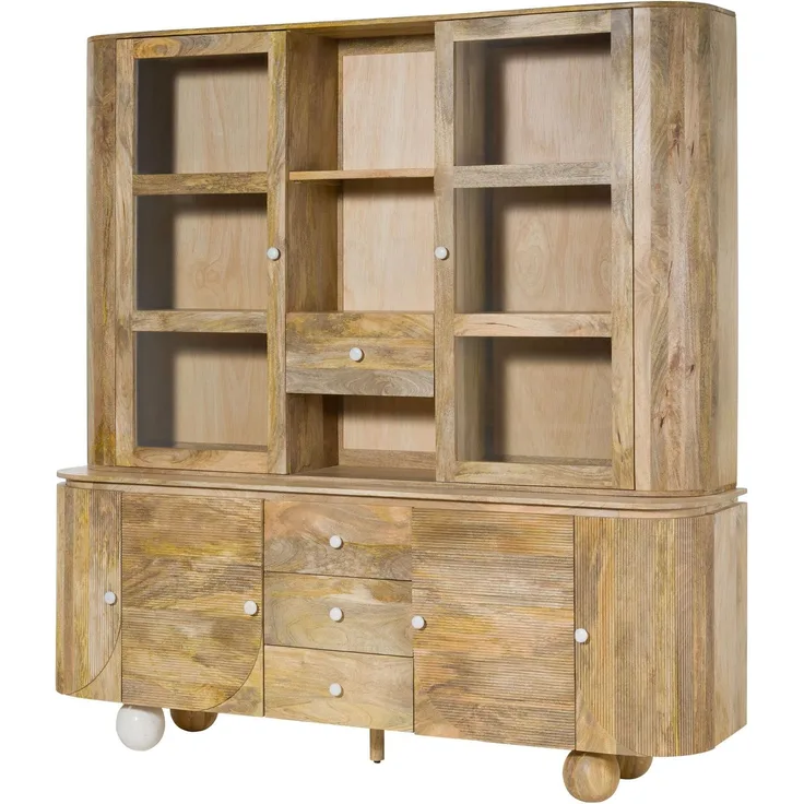 Buffet Mango 204 x 50 x 210 natur lackiert / Marmor weiß FLORENZ #125