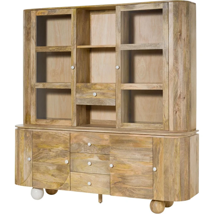 Buffet Mango 204 x 50 x 210 natur lackiert / Marmor weiß FLORENZ #125 – Bild 1