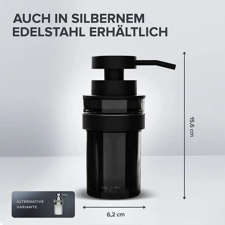 ovimar Seifenspender Lokta, (1-tlg), aus Edelstahl in Schwarz zur Zum Bohren – Bild 3