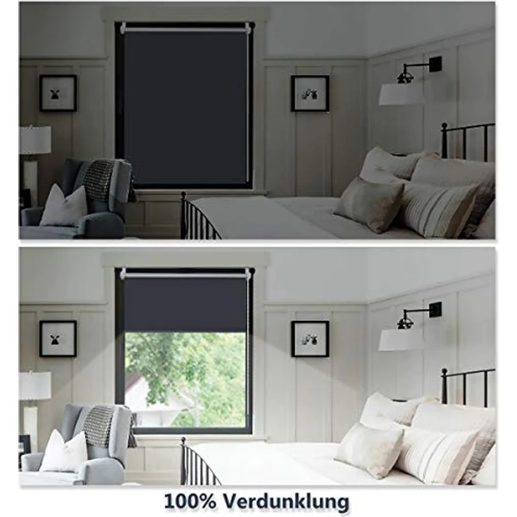 Grandekor Verdunklungsrollo ohne Bohren Dunkelgrau 60x170 cm(Stoffbreite 56cm) Rollos für Fenster ohne Bohren & mit Bohren,Verdunkelungsrollo Thermorollo Klemmrollo Fensterrollo verdunkelung – Bild 4