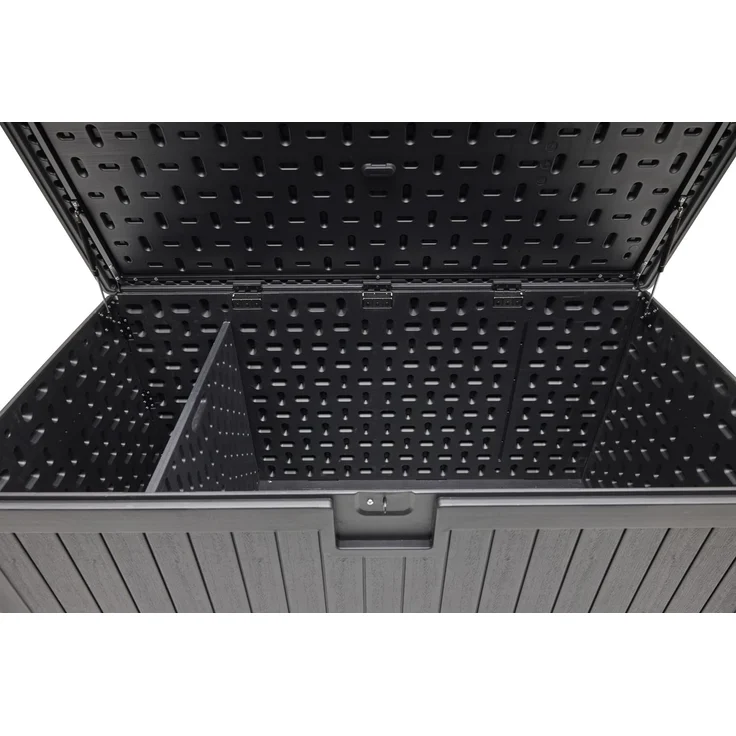 Aufbewahrungsbox Lilo Kissenbox Gartentruhe 140x70 cm Holzmaserung Schwarz – Bild 7