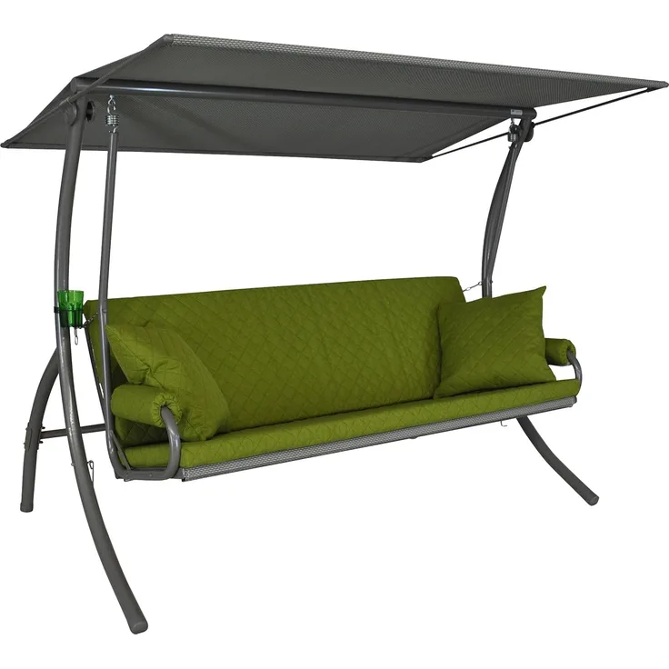 Angerer Freizeitmöbel GmbH Hollywoodschaukel Elegance Joy - Gartenschaukel Made in Germany - Schaukel zum Sitzen, Liegen und Entspannen - inklusive Bett-Funktion - einfache Montage (Hellgrün)