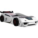 Autobett TURBO V2 Kinderbett im Rennwagen-Design mit Lattenrost Farbe Weiß