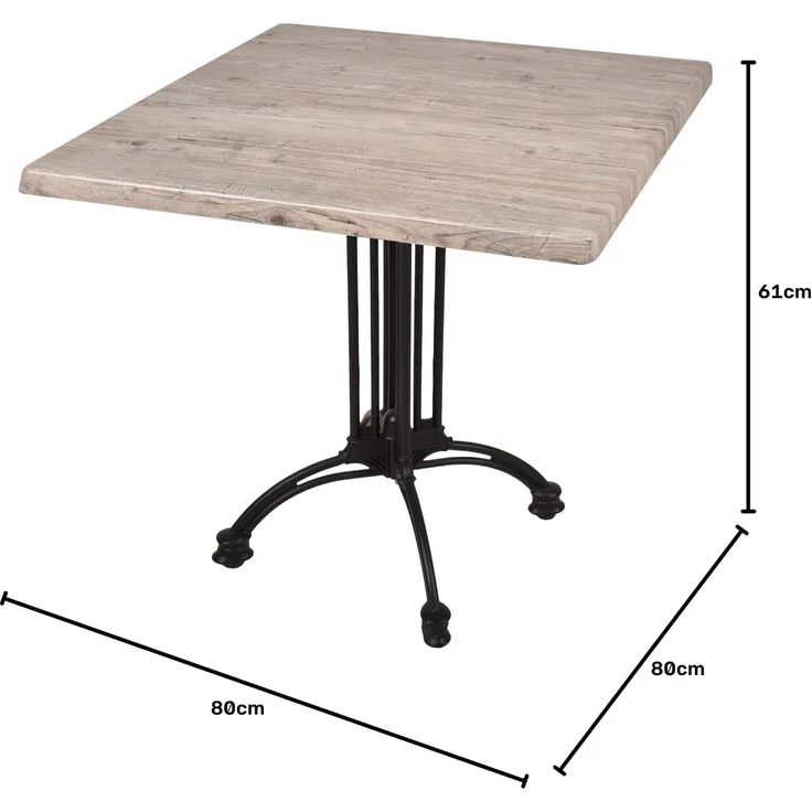Bistrotisch JELENA 80x80cm Qudratisch Hellbraun Holz | Cafétisch Bartisch Gartentisch Outdoor-Esstisch – Bild 2