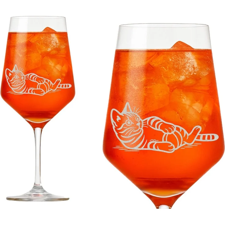 eXODA Weinglas Geschenk spielende Katze Gravur - spülmaschinenfest 350 ml, 1-tlg, Glas, Atemberaubende Darstellung – Bild 1