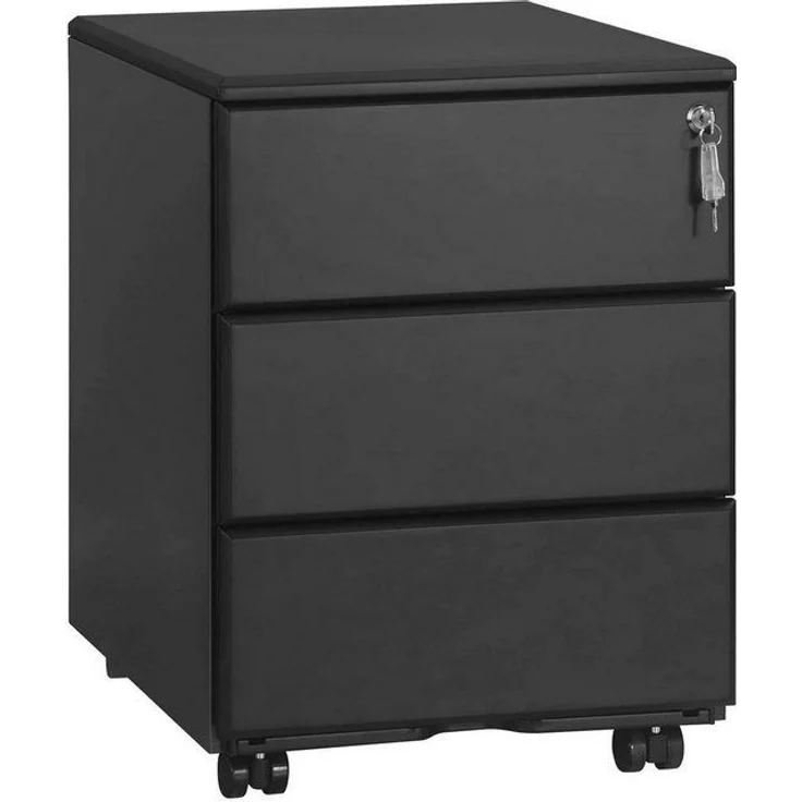 Woltu Rollcontainer, Metall Mobiler Aktenschrank Büroschrank mit 3 Schubladen – Bild 4
