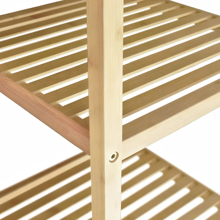 Badregal NEUSS L - 36 x 36 x 145 cm, Holz, Natura | Badezimmer-Aufbewahrungsregal Bambusregal Organziger Bad – Bild 7