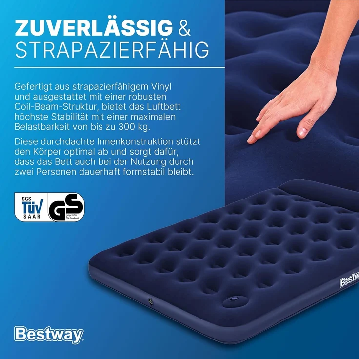 Doppelluftbett mit integrierter Fußpumpe 203 x 152 x 28 cm – Bild 7