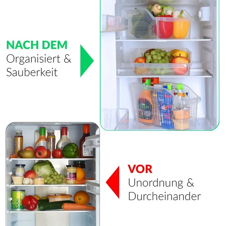 astor24 Aufbewahrungsbox 3er Set Kühlschrank Organizer Aufbewahrungs Box Korb Kiste Vorratsbehä – Bild 3
