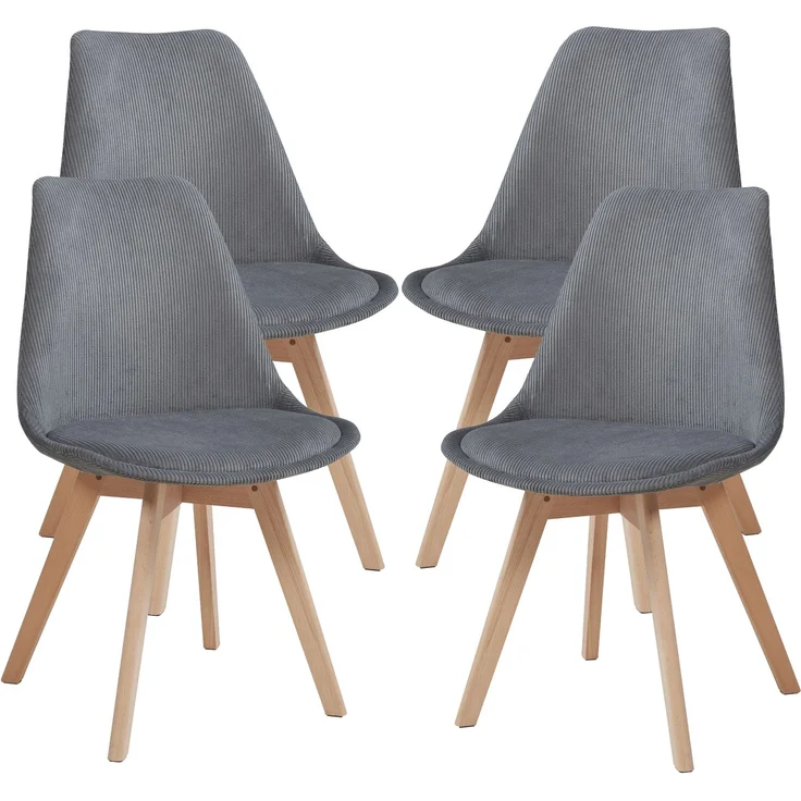 Esszimmerstuhl Fläten 4er Set Cord Grau [en. casa] – Bild 1