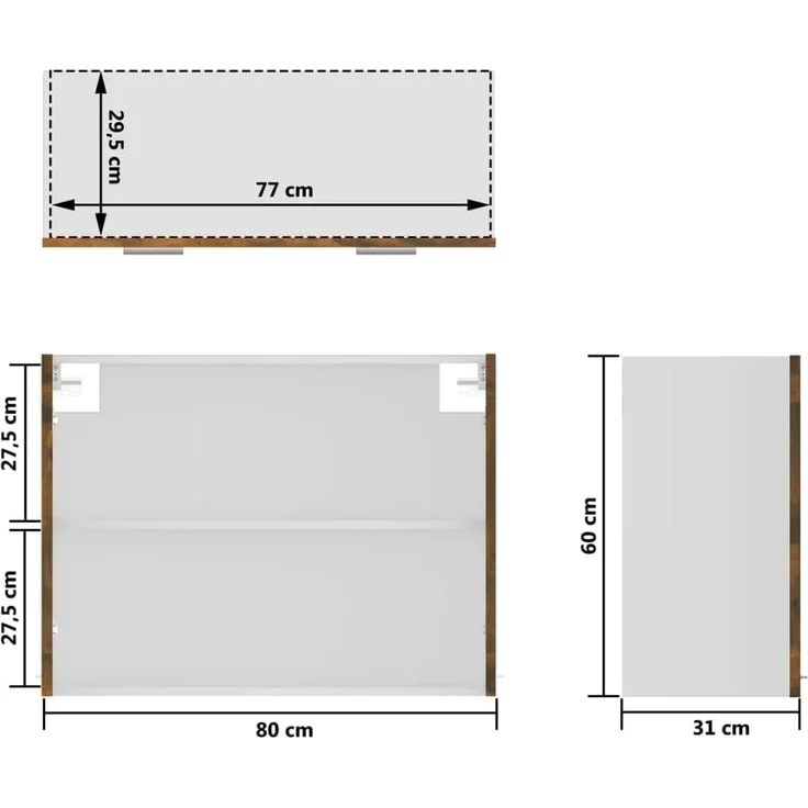 vidaXL Hängeschrank Glas, Wandschrank für Küche, Küchenschrank Wandmontage mit viel Stauraum, Schwebeschrank Schrank Küchenmöbel, Räuchereiche Holzwerkstoff – Bild 3