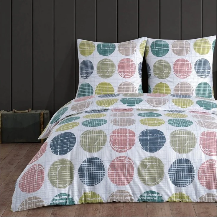 Buymax Bettwäsche Sueno, Renforce: 100% Baumwolle, 2 teilig, 135x200 cm, Bettbezug-Set, mit Reißverschluss, Weiß Bunt – Bild 5