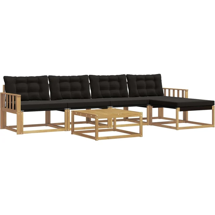 vidaXL Outdoor-Sofagarnitur 6 stk. 4-Sitzer Weiß und Schwarz 3388610 – Bild 2