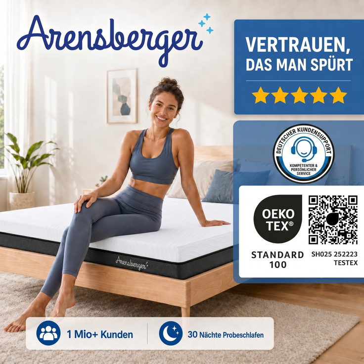 ARENSBERGER SARA Gelschaum Matratze 160x200 cm – 16 cm NANOCELL® Gel-Schaum – H3 Härtegrad – Atmungsaktiv – Abnehmbarer Bezug 240g/m² – Bild 7