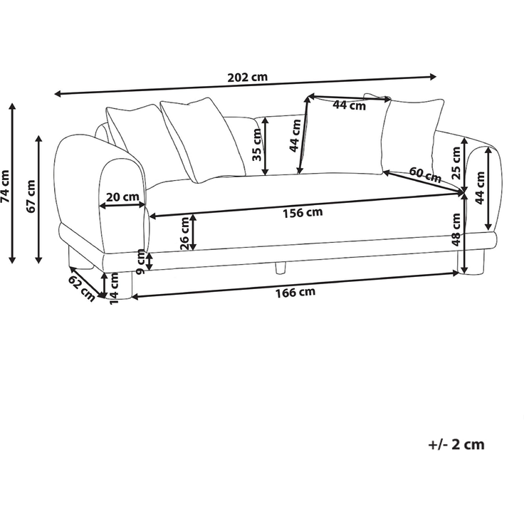 Sofa 3-Sitzer PORI Bouclé Beige – Bild 2