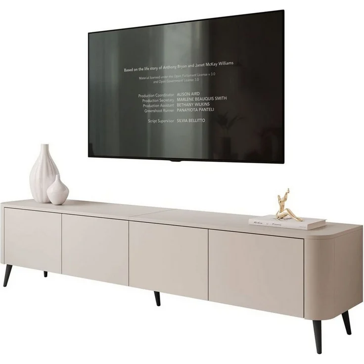 Lookway TV-Schrank CELESTE PUSH OPEN mit Beleuchtung auf Füßen (2x TV-Schrank mit LED Beleuchtung) 200x40x46,5 cm – Bild 1