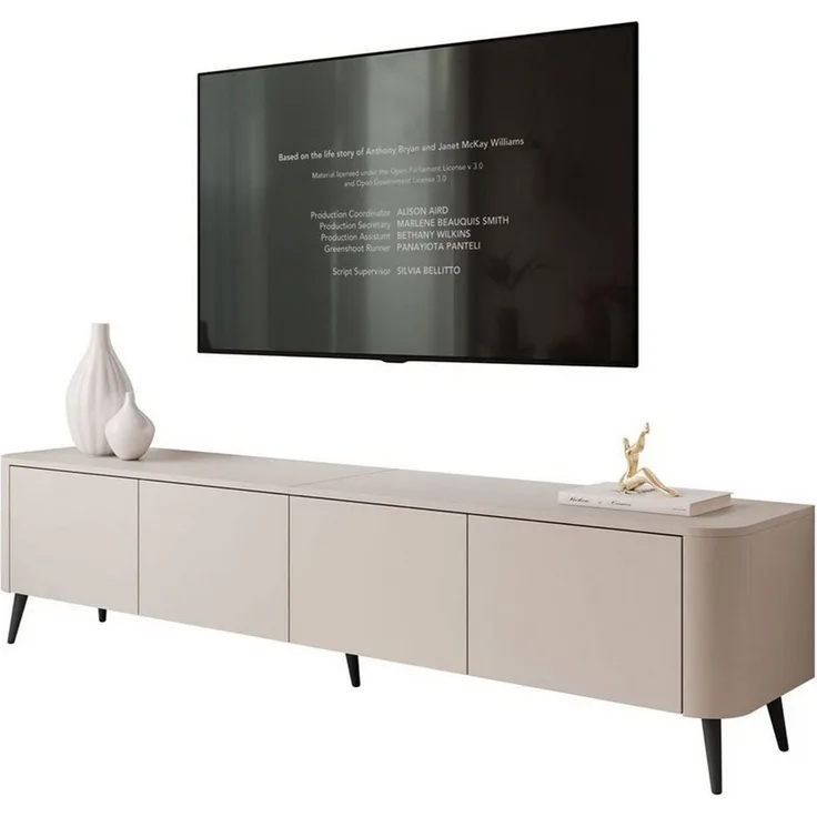 Lookway TV-Schrank CELESTE PUSH OPEN mit Beleuchtung auf Füßen (2x TV-Schrank mit LED Beleuchtung) 200x40x46,5 cm