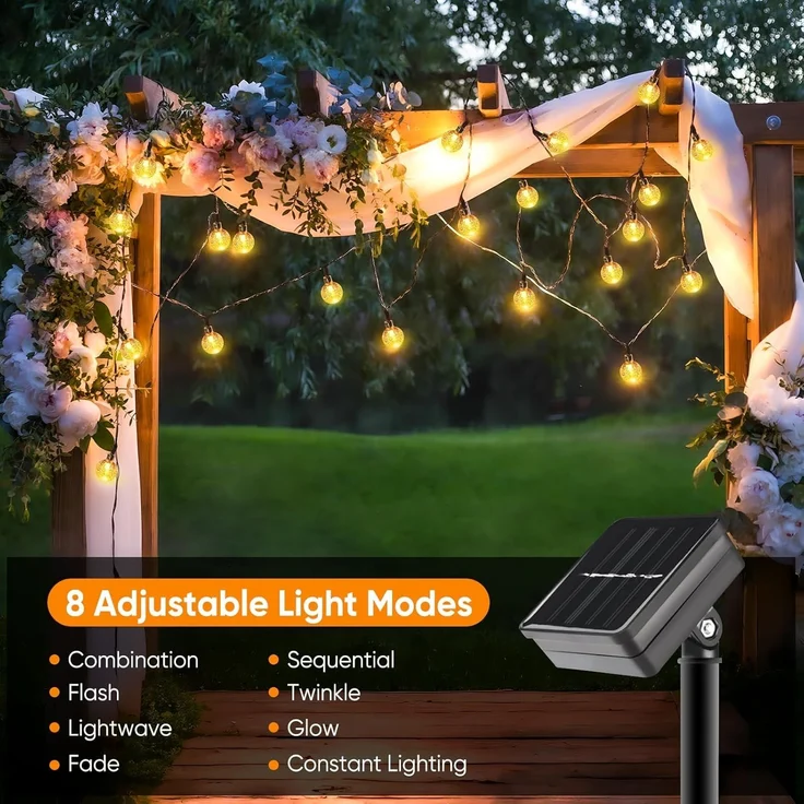 SALCAR 5m Solar LED Lichterkette für Camping Vorzelt Außen - Warm – Bild 2