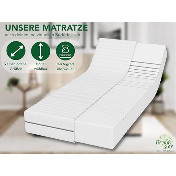 DREAMSTAR Kaltschaummatratze Vital Silber XXL 24 cm hoch | Ergonomische 7-Zonen Matratze 100x200 cm H4 | Hypoallergen & Antibakteriell | Bezug abnehmbar & waschbar | Öko-TEX® | (24cm, 100 x 200 cm) – Bild 2