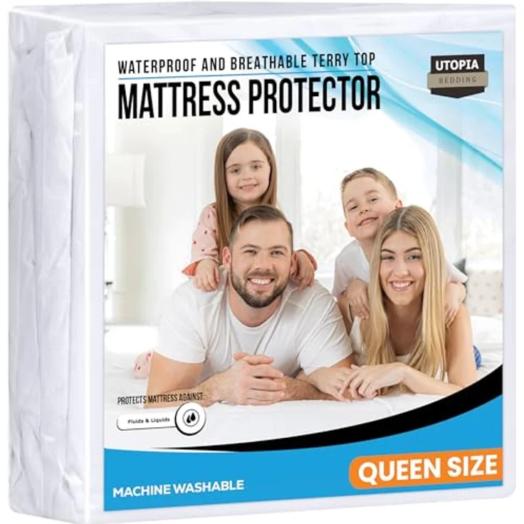Utopia Bedding Premium 200 GSM 100% Waterproof Mattress Protector, Terry Mattress Cover, Breathable, Fitted Style All Around Elastic (Queen) – Bild 2