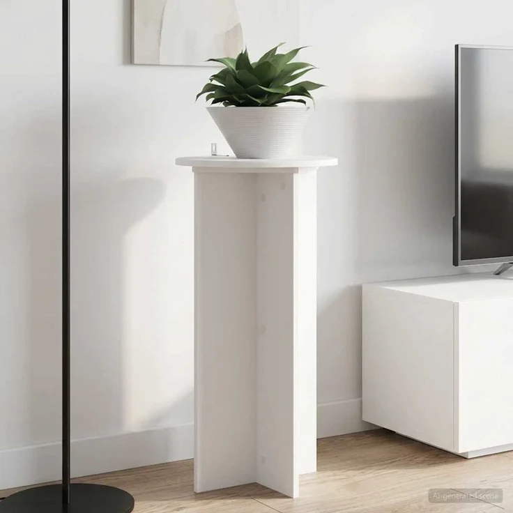 vidaXL Pflanzenständer 2 stk. Weiß Ø40 x 80 cm Holzwerkstoff 899699 – Bild 4