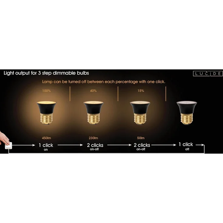 Lucide G45 - Led Lampe - Ø 4,3 cm - LED Dim. - E27-1x5W 2700K - 3 StepDim - Schwarz – Bild 4