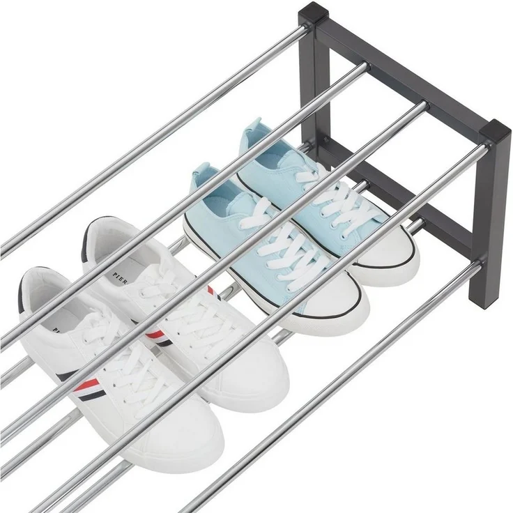 IDIMEX Schuhregal DUBLIN, Schuhständer mit 2 Ablagen, 90cm breit Schuhaufbewahrung Metall grau – Bild 2