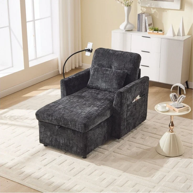 BlingBin Sofa Einzelsofa Freizeitstuhl Freizeit-Sofa, Einsitzer mit Stauraum, 125 x 84,5 x 87 cm 1 Teile, Einzelner Freizeitstuhl für Wohnzimmer Schlafzimmer kleiner Haushalt – Bild 2