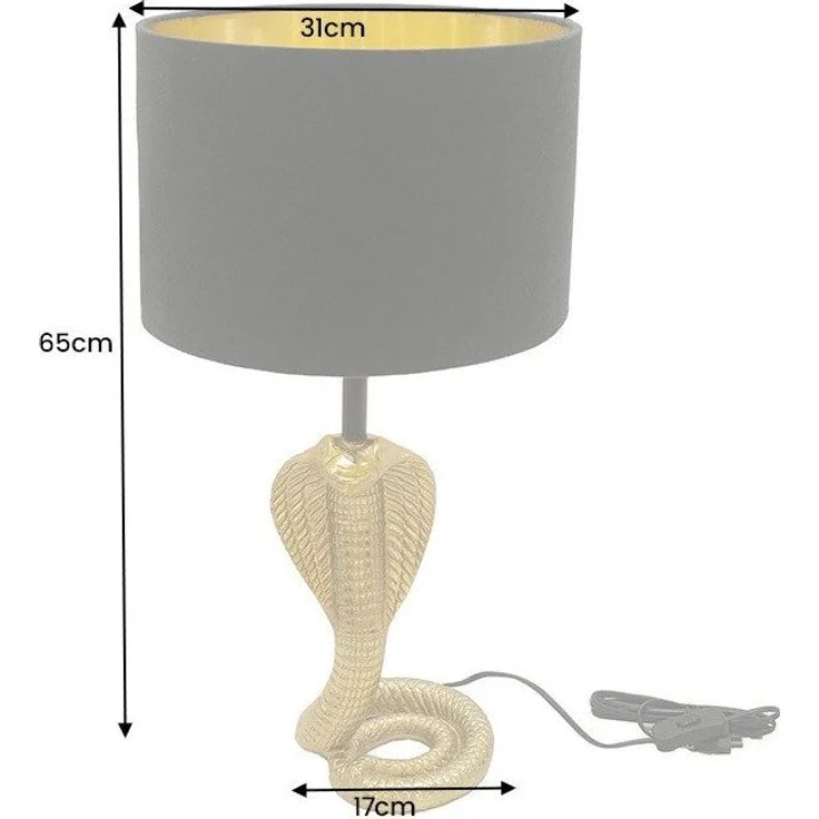 riess-ambiente Tischleuchte COBRA 65cm gold/schwarz – Schlangenskulptur, Stoffschirm, Accessoire, Ein-/Ausschalter, ohne Leuchtmittel, dekorative Leuchte für Wohn- und Schlafzimmer – ideal für edle Räume – Bild 2