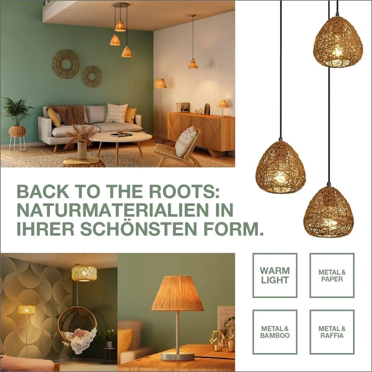 LEDVANCE Decor Raffia Pendelleuchte 3XE27 Grün – Bild 5
