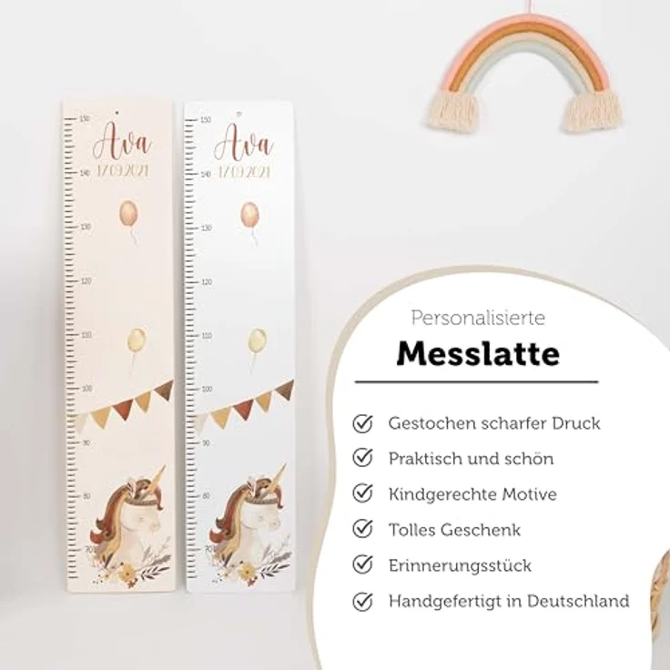 KIDSMOOD - Messlatte für Kinderzimmer Personalisiert, 70-140 cm - Messlatte Kinder Holz personalisiert Mit Namen für Baby- & Kleinkinderzimmer - Individuelles Geschenk für Kinder und Babys zum Geburt – Bild 8