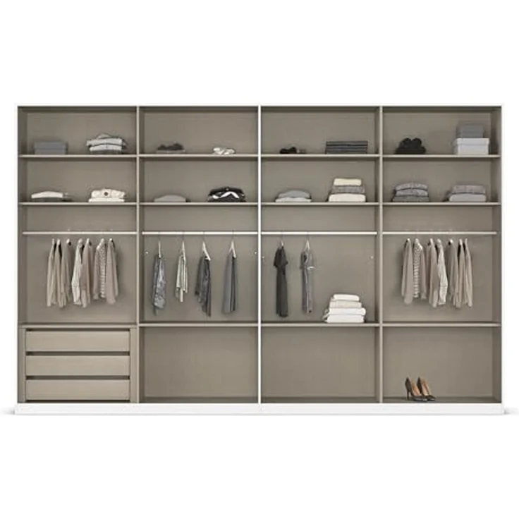 Rauch Möbel Alabama, Kleiderschrank für Schlafzimmer, Kinderzimmer, Wohnzimmer, Garderobe, Flur, 8-türig, Spiegel, mit Premium Zubehör, Farbe Weiß, Breite 360 cm – Bild 6