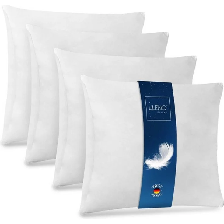 LILENO HOME Federkissen geeignet für Allergiker in verschiedenen Größen - Made in Germany, Füllung: 100% Federn, Rückenschläfer, Seitenschläfer, Bauchschläfer, Set, 4er Set, 40x40 cm – Bild 4