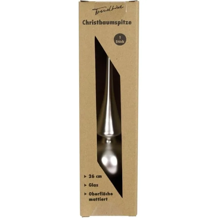 TrendLine Christbaumspitze 26cm Glas Silber Matt Baumspitze Weihnachtsbaumspitze