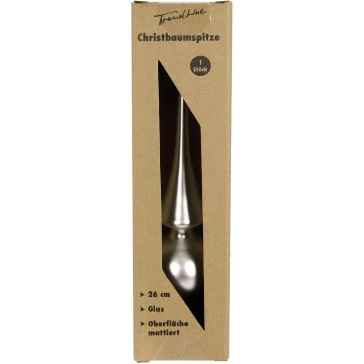 TrendLine Christbaumspitze 26cm Glas Silber Matt Baumspitze Weihnachtsbaumspitze – Bild 1