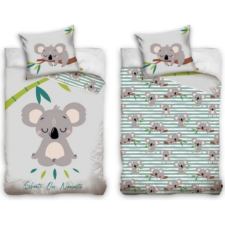 MTOnlinehandel Bettwäsche Koala 135x200 + 80x80 cm, 100 % Baumwolle, Renforcé, 2 teilig, chillige Bettwäsche für Kinder, Jugend & Erwachsene – Bild 5