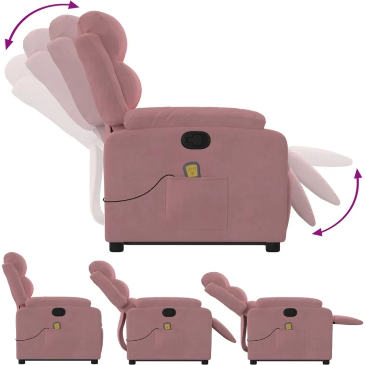 vidaXL Massagesessel mit Aufstehhilfe Rosa Samt 3205107 – Bild 6