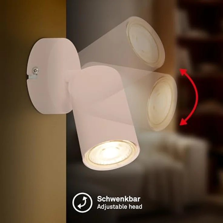 BRILONER - Wandleuchte innen schwenkbar, GU10 Fassung, max. 9 W, Leselampe, Wohnzimmerlampe, Lampe, Wandlampe, Küchenlampe, Flurlampe, Schlafzimmer, Wandbeleuchtung, 8x15,5 cm, Beige – Bild 5